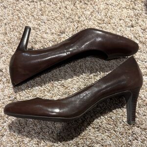 Ralph Lauren Elegant Dark Brown Leather Women's Heels